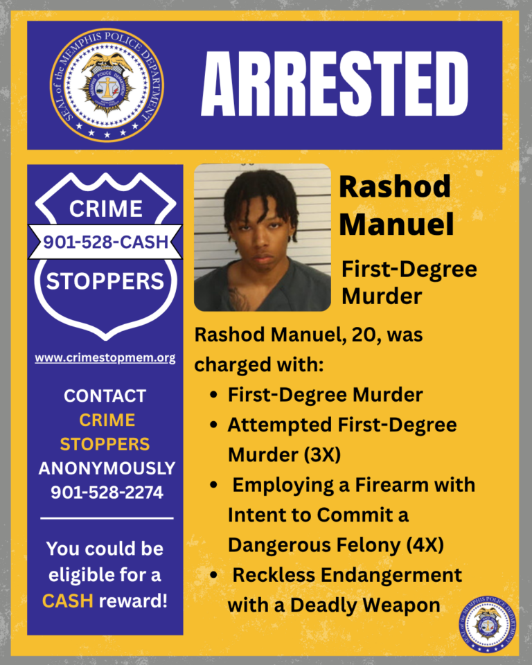 On August 3, 2026, Manuel was apprehended and charged with First-Degree Murder, Criminal Attempt First-Degree Murder (3X), Employing a Firearm with Intent to Commit a Dangerous Felony (4X), and Reckless Endangerment with a Deadly Weapon.