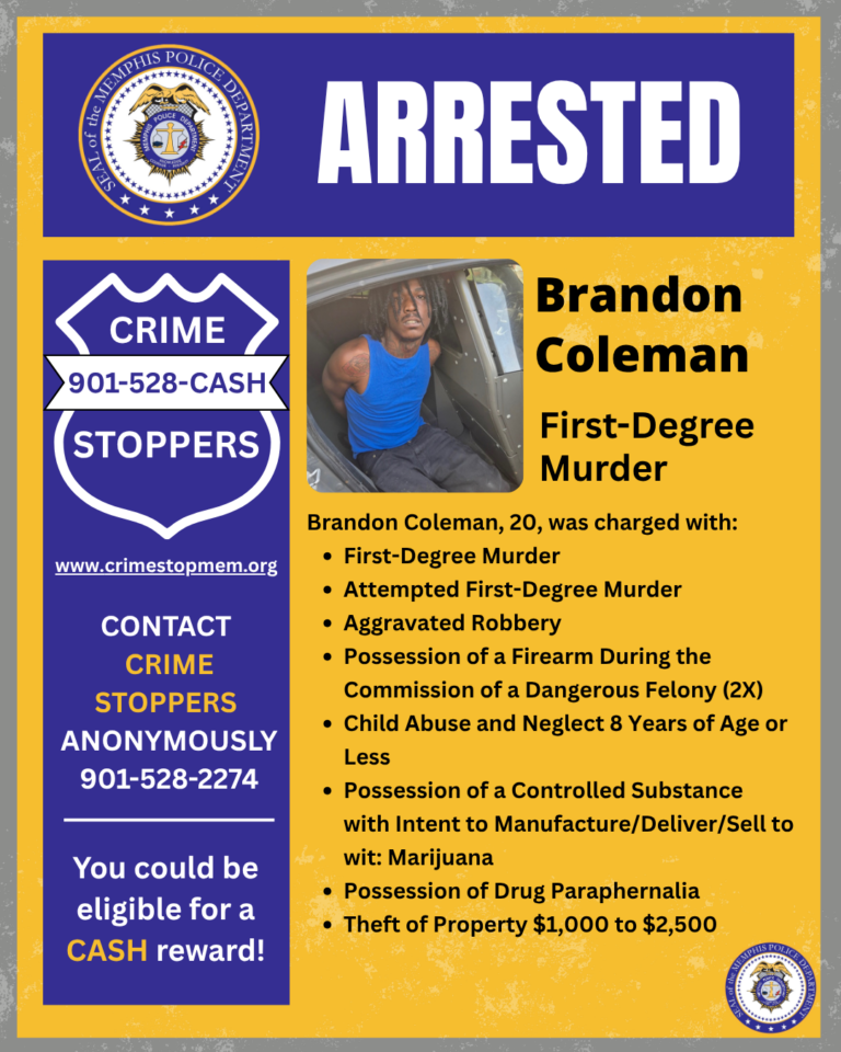 </p><p>Brandon Coleman was arrested and charged with First-Degree Murder, Attempted First-Degree Murder, Aggravated Robbery, two counts of Possession of a Firearm During the Commission of a Dangerous Felony, Child Abuse and Neglect 8 Years of Age or Less, Possession of a Controlled Substance with Intent to Manufacture/Deliver/Sell to wit: Marijuana, Possession of Drug Paraphernalia, and Theft of Property $1,000 to $2,500
