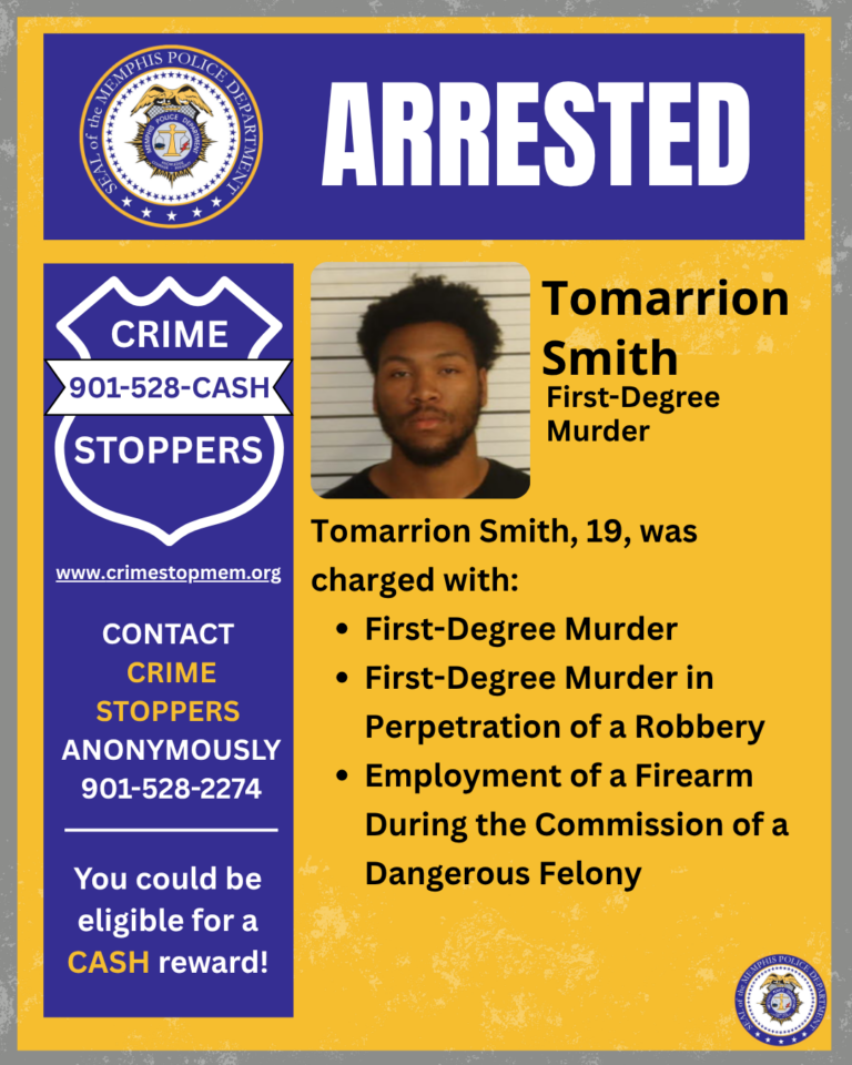 Tomarrion Smith was arrested and charged with First-Degree Murder, First-Degree Murder in Perpetration of a Robbery, and Employment of a Firearm During the Commission of a Dangerous Felony.