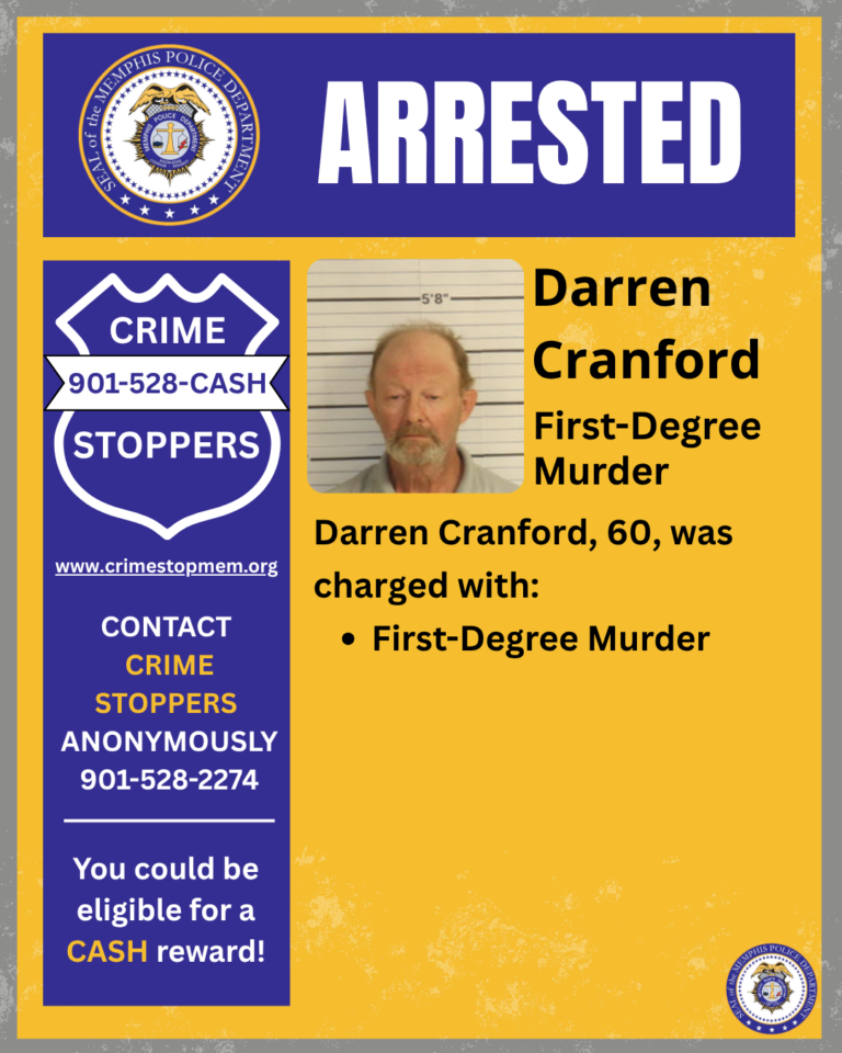 Darren Cranford, 60, was arrested and charged with First-Degree Murder